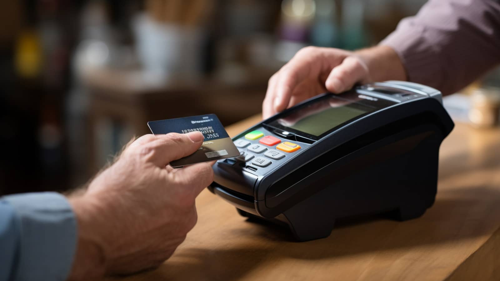 karta płatnicza przykładana do terminala płatniczego, płatność bezprzewodowa