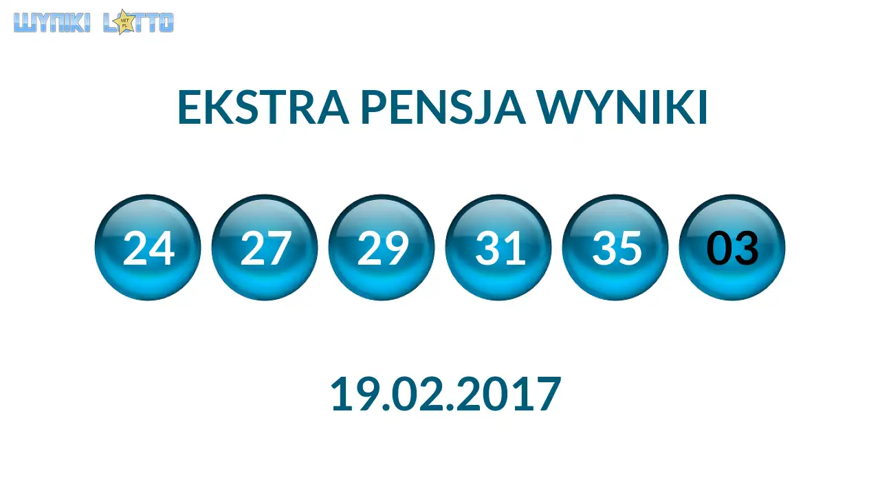 Kulki Ekstra Pensji z wylosowanymi liczbami dnia 19.02.2017