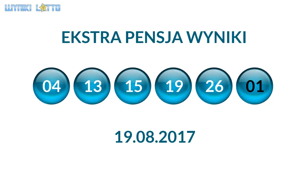 Kulki Ekstra Pensji z wylosowanymi liczbami dnia 19.08.2017