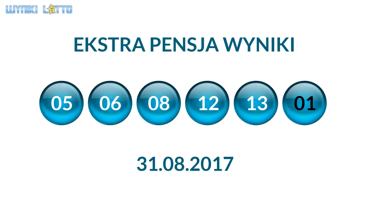Kulki Ekstra Pensji z wylosowanymi liczbami dnia 31.08.2017