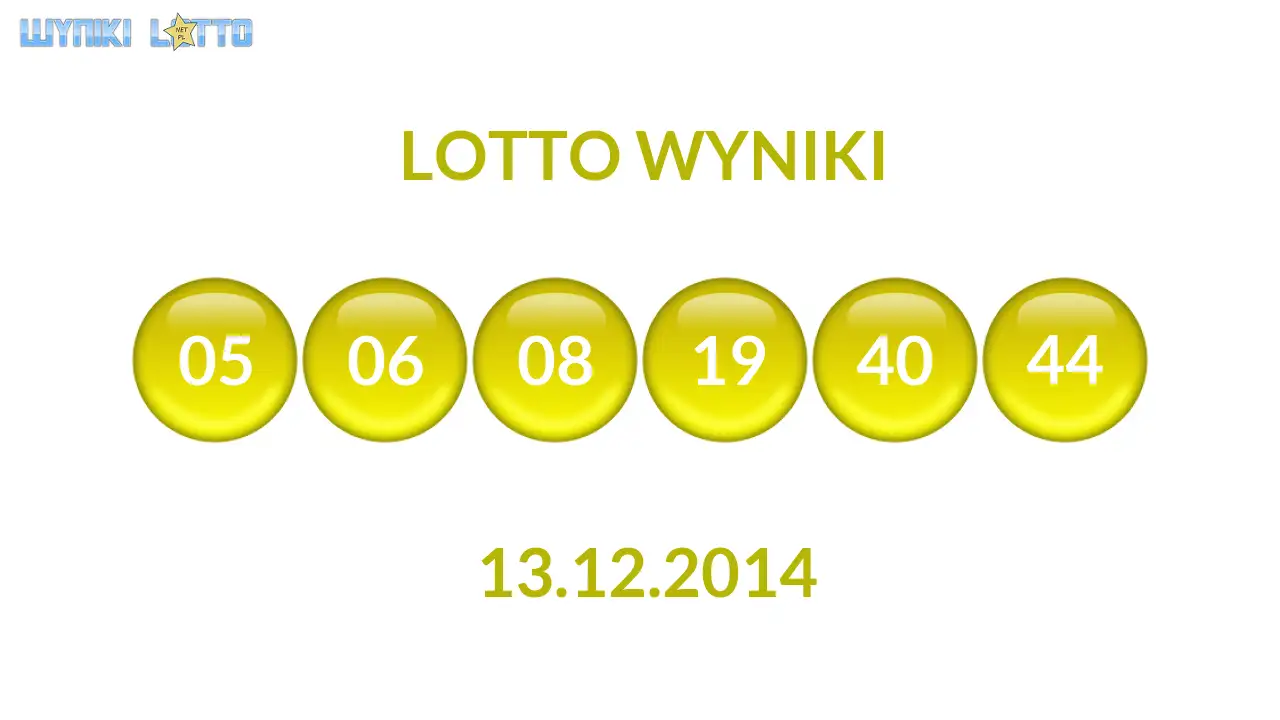 Kulki Lotto z wylosowanymi liczbami dnia 13.12.2014