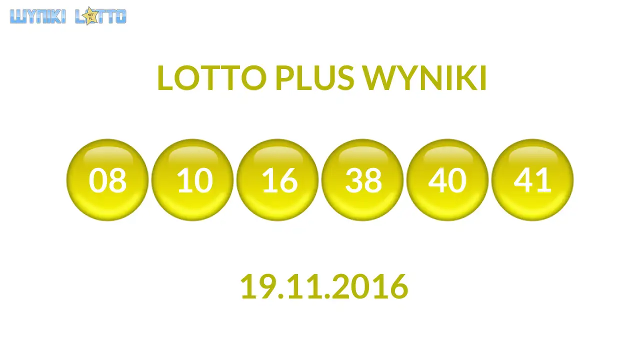 Kulki Lotto Plus z wylosowanymi liczbami dnia 19.11.2016