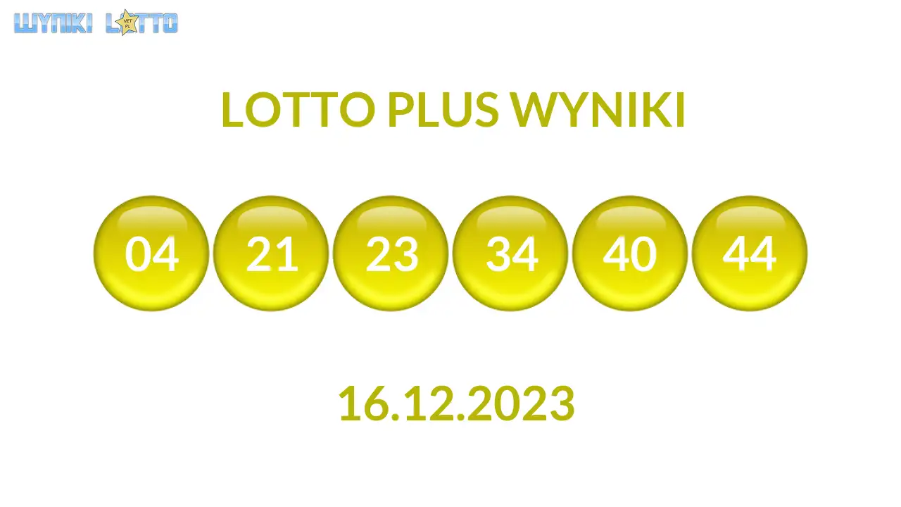 Kulki Lotto Plus z wylosowanymi liczbami dnia 16.12.2023