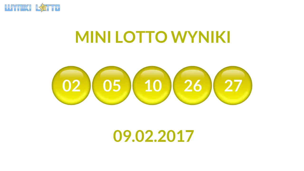 Kulki Mini Lotto z wylosowanymi liczbami dnia 09.02.2017