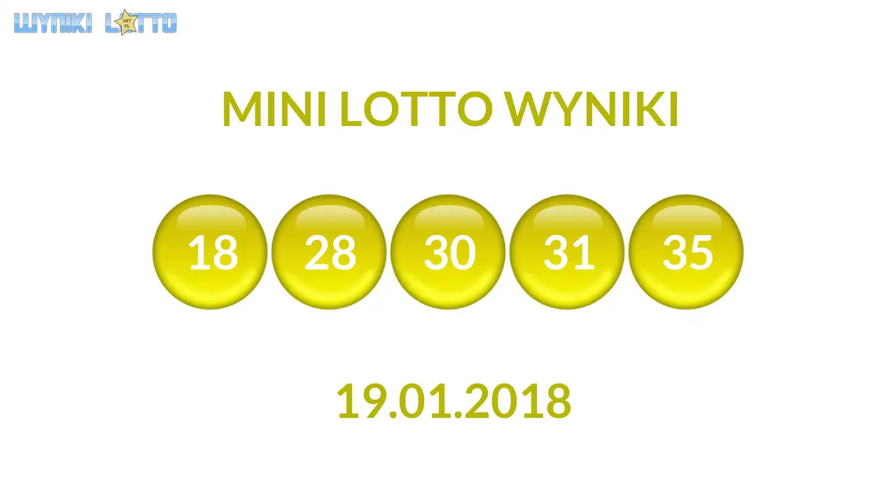 Kulki Mini Lotto z wylosowanymi liczbami dnia 19.01.2018