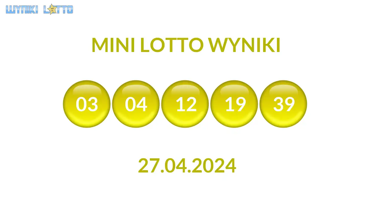 Kulki Mini Lotto z wylosowanymi liczbami dnia 27.04.2024