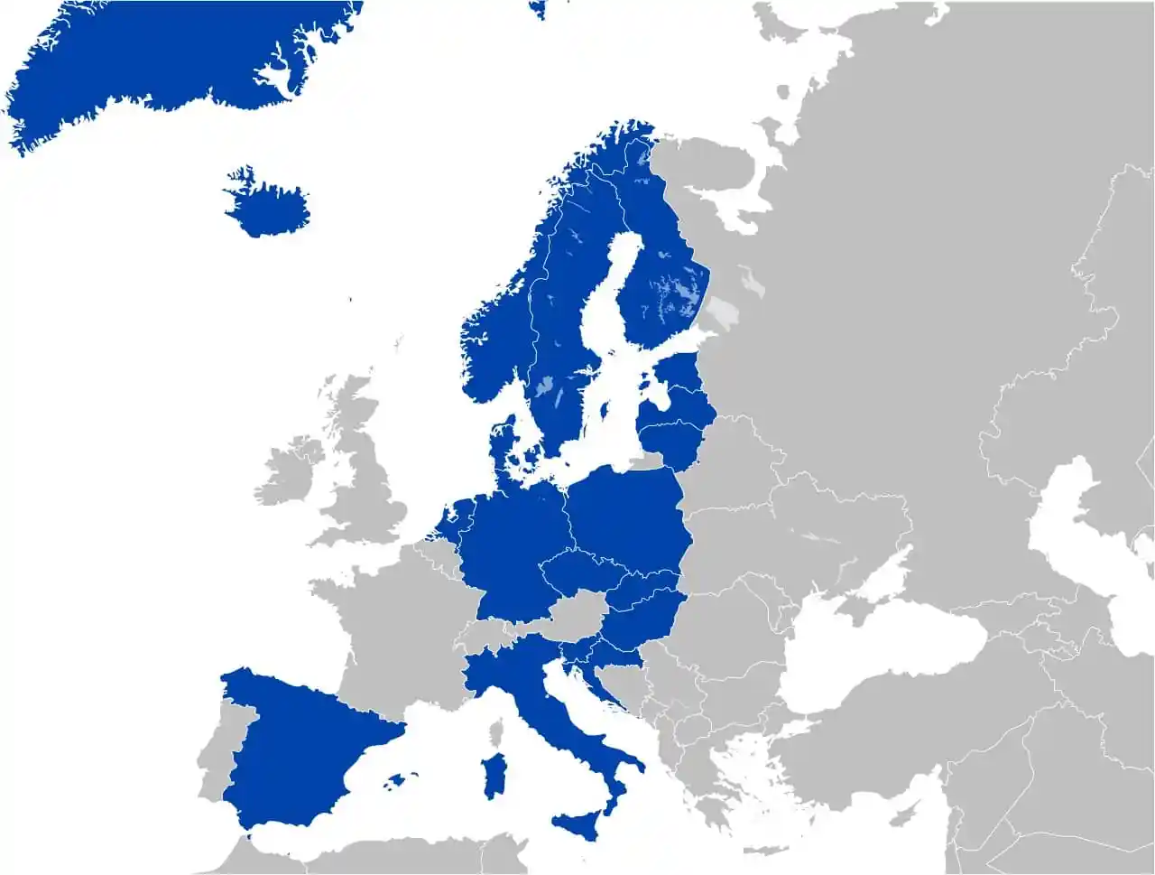 mapa Europy wskazująca kraje, w których można grać w Eurojackpot
