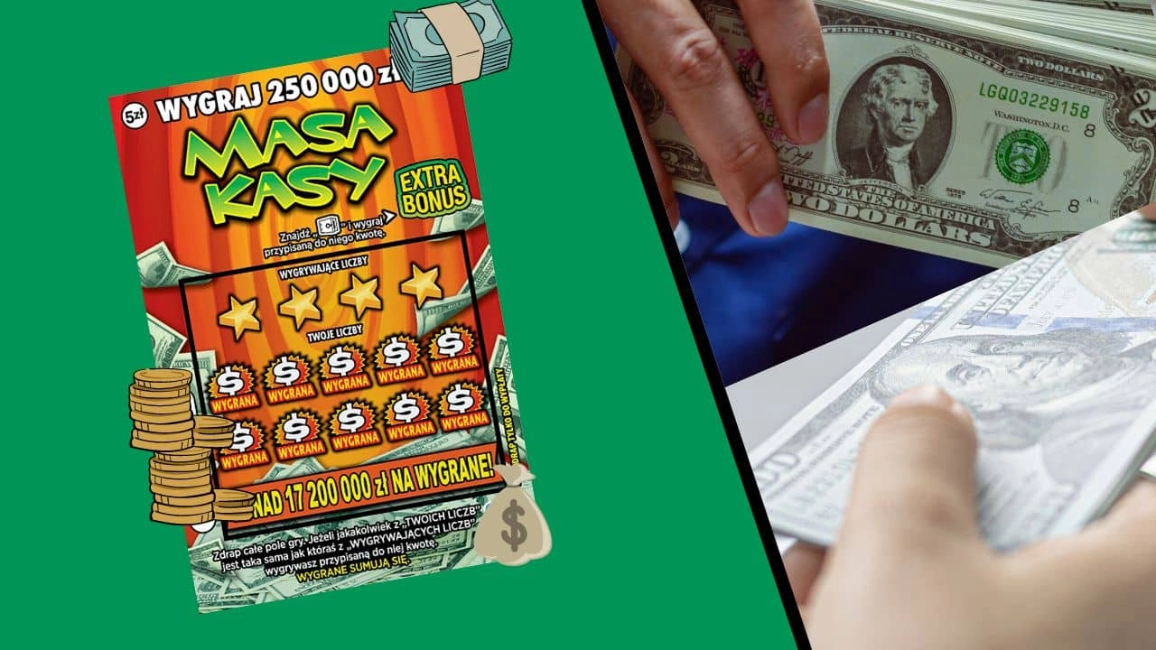 zdrapka Masa Kasy oraz dolary amerykańskie
