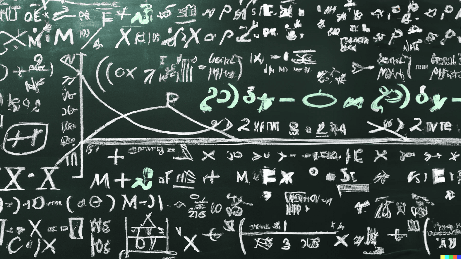 równania matematyczne zapisane na szkolnej tablicy białą kredą