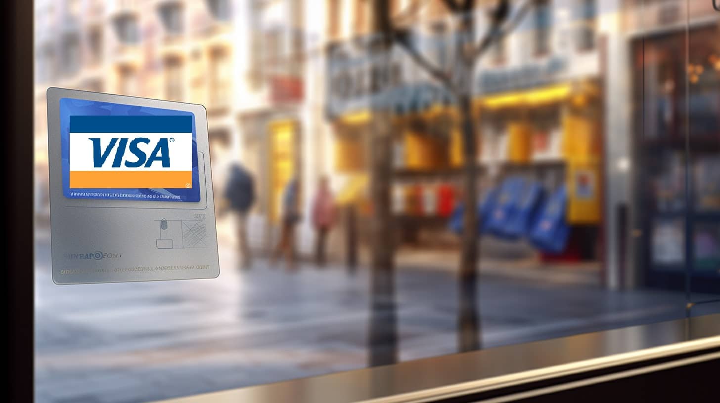 witryna sklepowa z zawieszką oznaczającą płatność kartą VISA