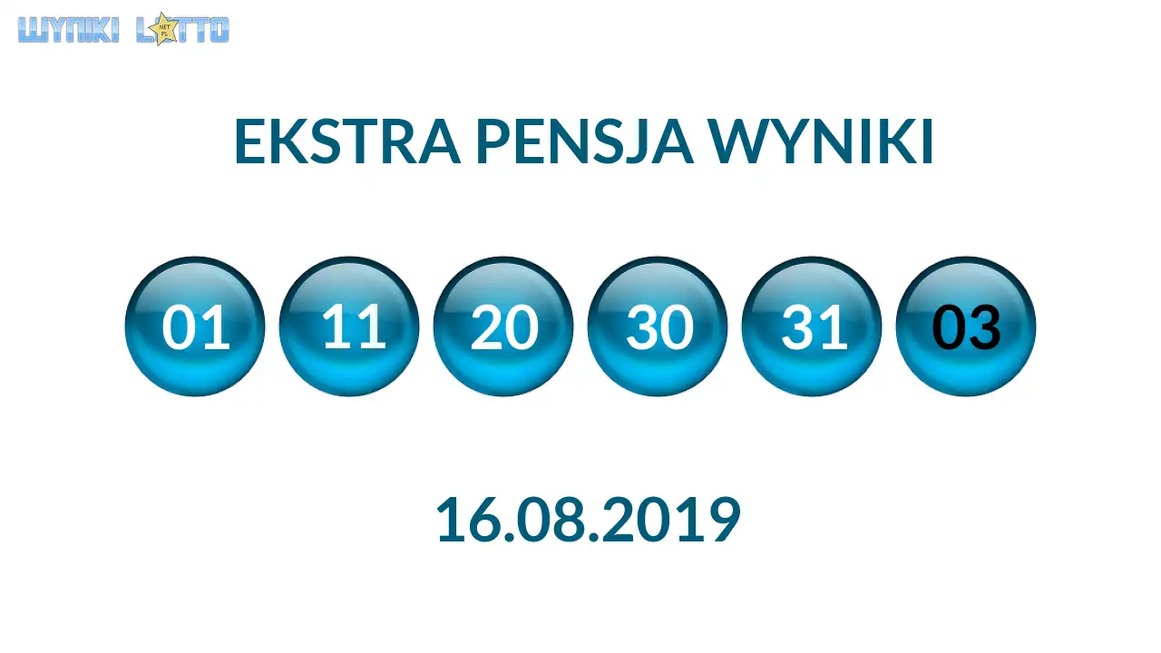 Kulki Ekstra Pensji z wylosowanymi liczbami dnia 16.08.2019