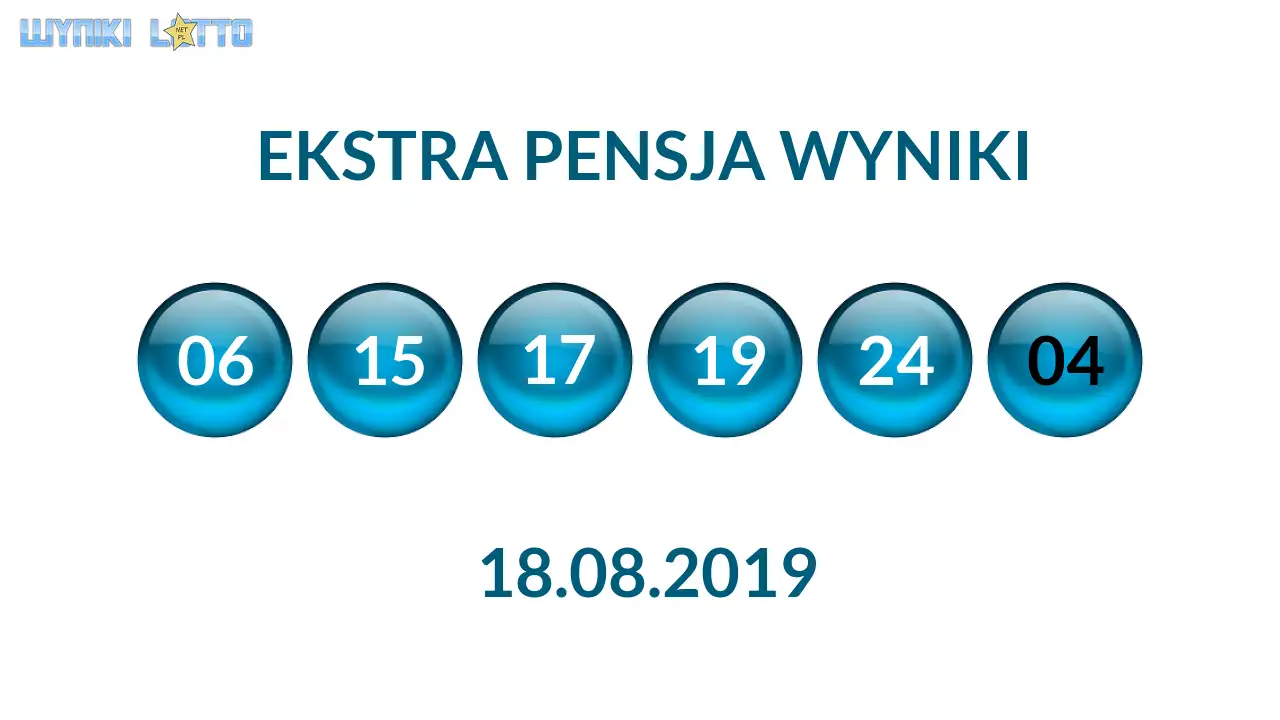 Kulki Ekstra Pensji z wylosowanymi liczbami dnia 18.08.2019