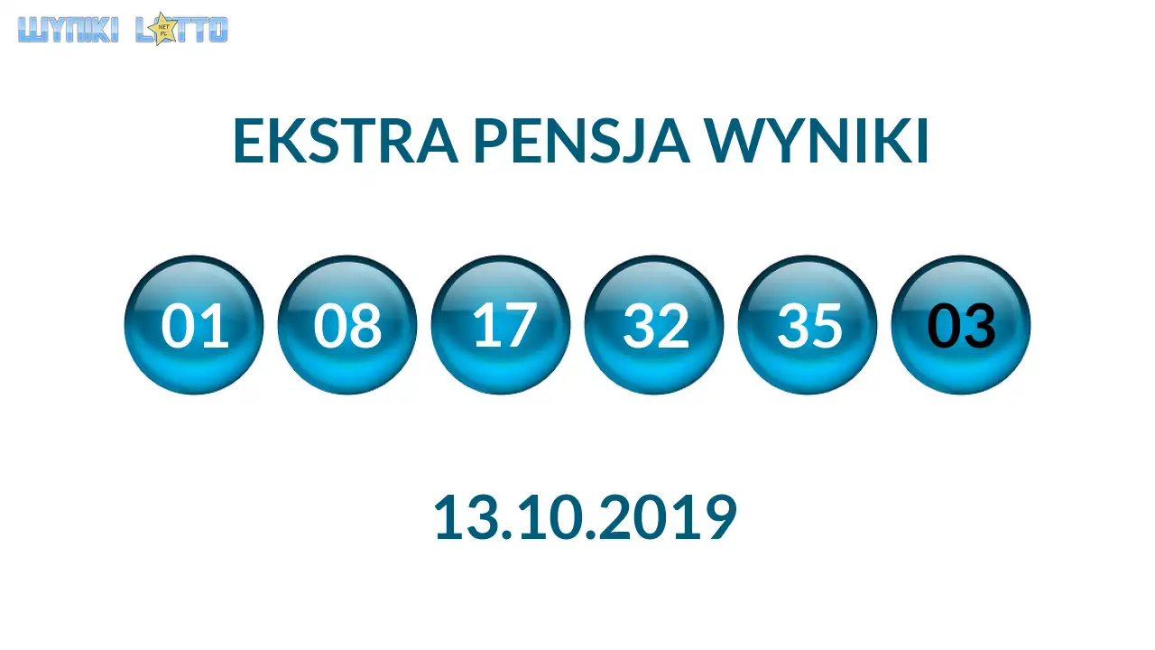 Kulki Ekstra Pensji z wylosowanymi liczbami dnia 13.10.2019