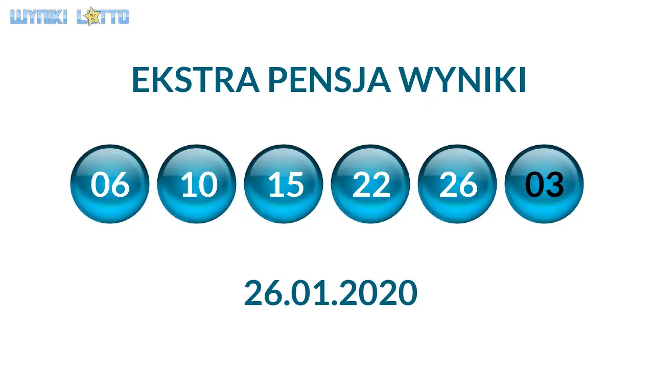 Kulki Ekstra Pensji z wylosowanymi liczbami dnia 26.01.2020