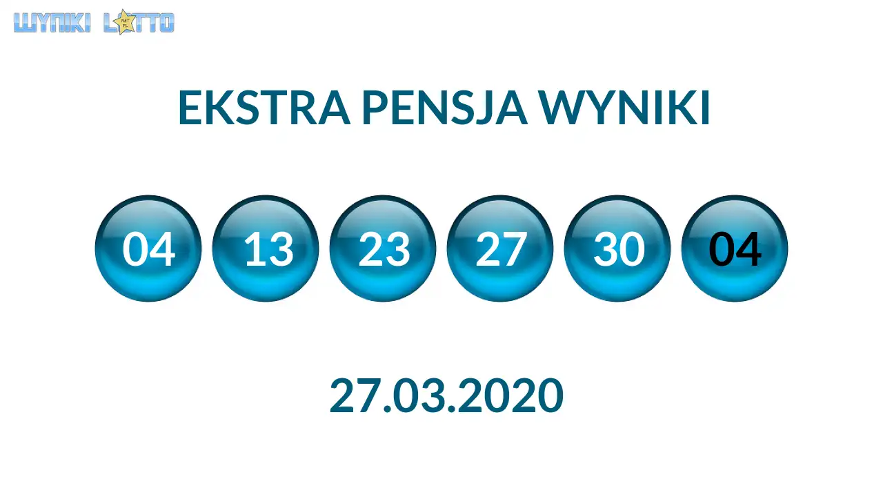 Kulki Ekstra Pensji z wylosowanymi liczbami dnia 27.03.2020