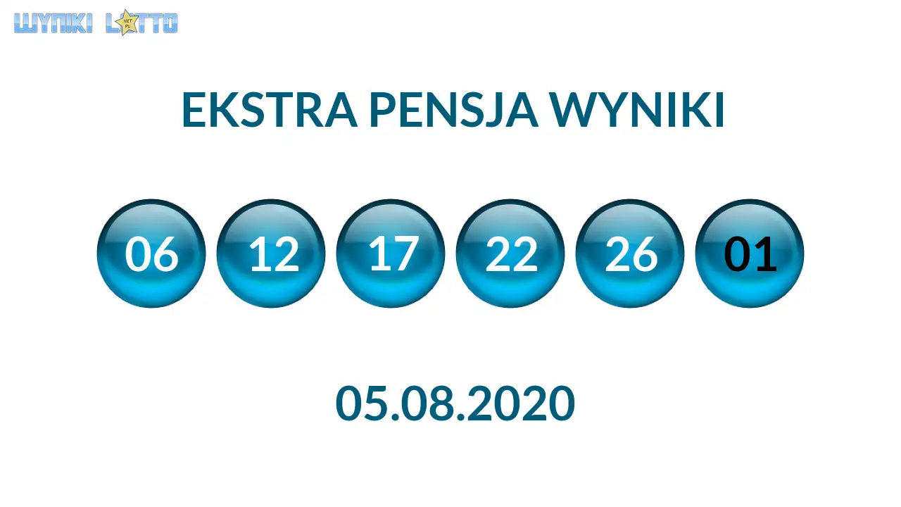 Kulki Ekstra Pensji z wylosowanymi liczbami dnia 05.08.2020