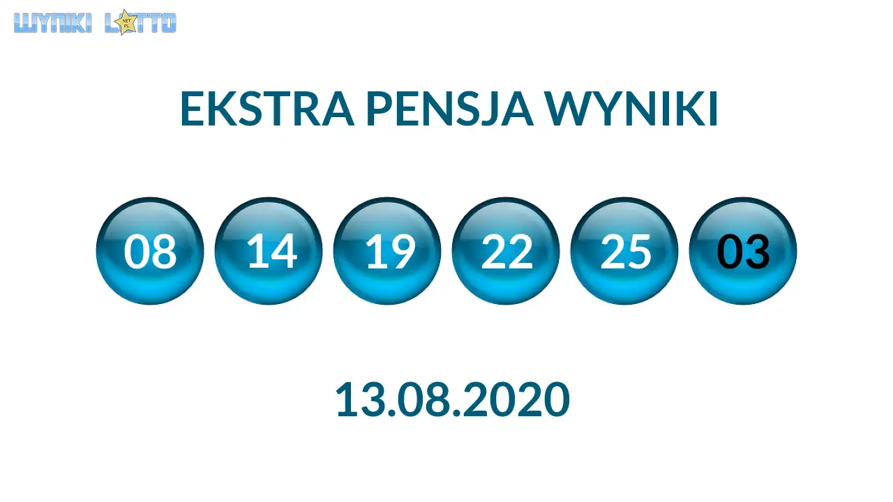 Kulki Ekstra Pensji z wylosowanymi liczbami dnia 13.08.2020