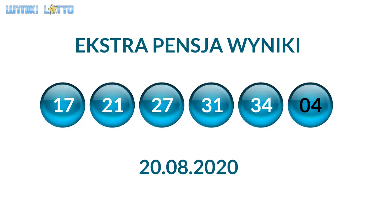 Kulki Ekstra Pensji z wylosowanymi liczbami dnia 20.08.2020