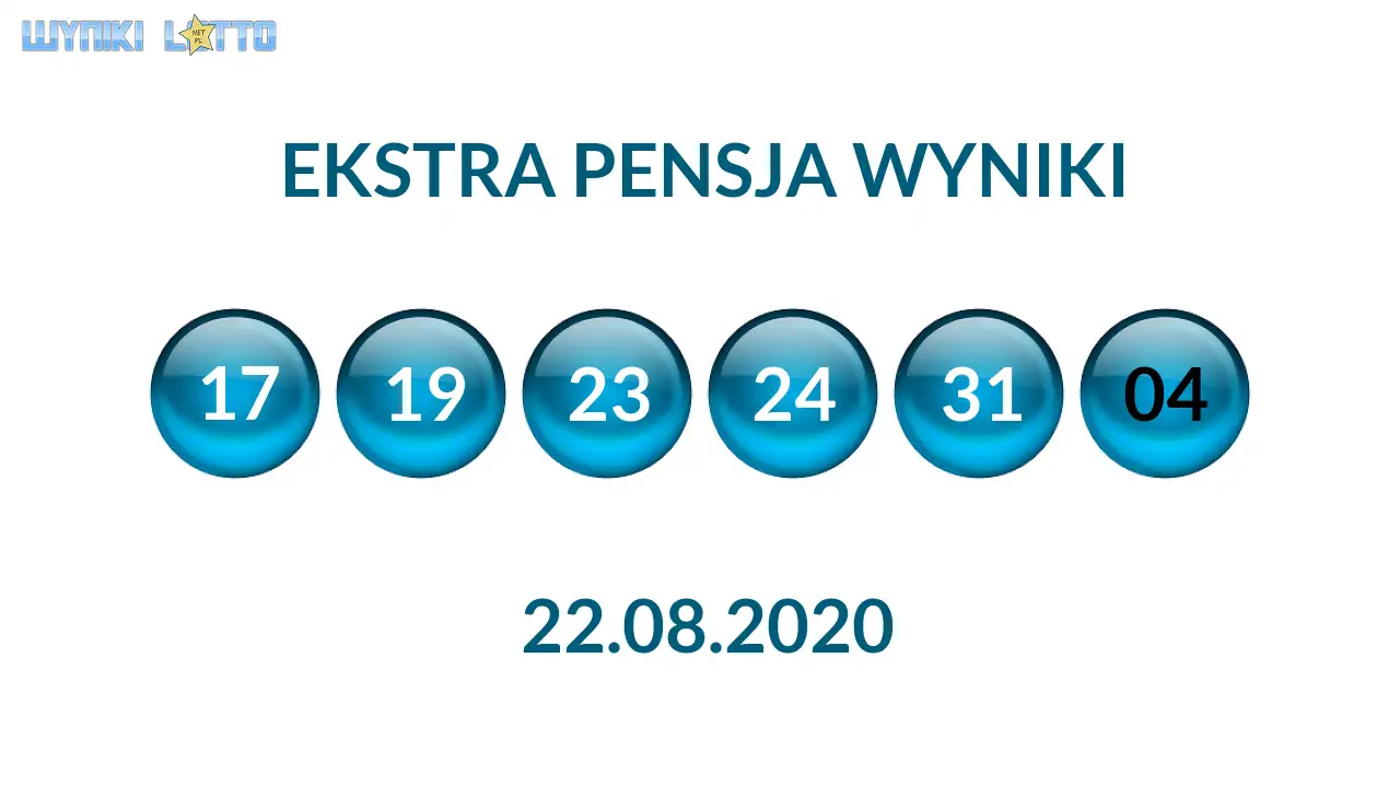 Kulki Ekstra Pensji z wylosowanymi liczbami dnia 22.08.2020