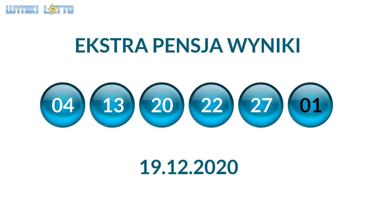 Kulki Ekstra Pensji z wylosowanymi liczbami dnia 19.12.2020