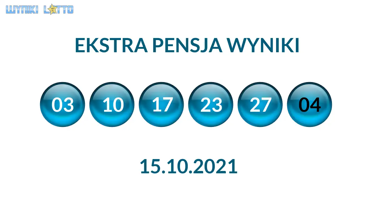 Kulki Ekstra Pensji z wylosowanymi liczbami dnia 15.10.2021