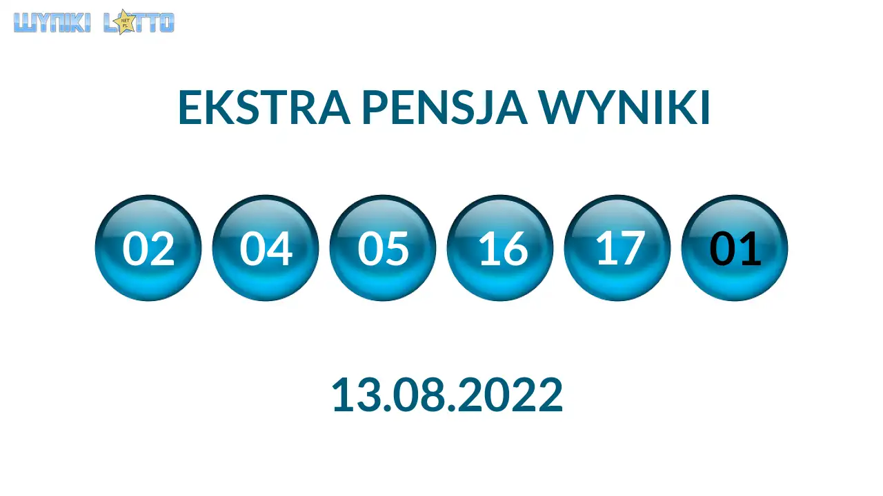 Kulki Ekstra Pensji z wylosowanymi liczbami dnia 13.08.2022