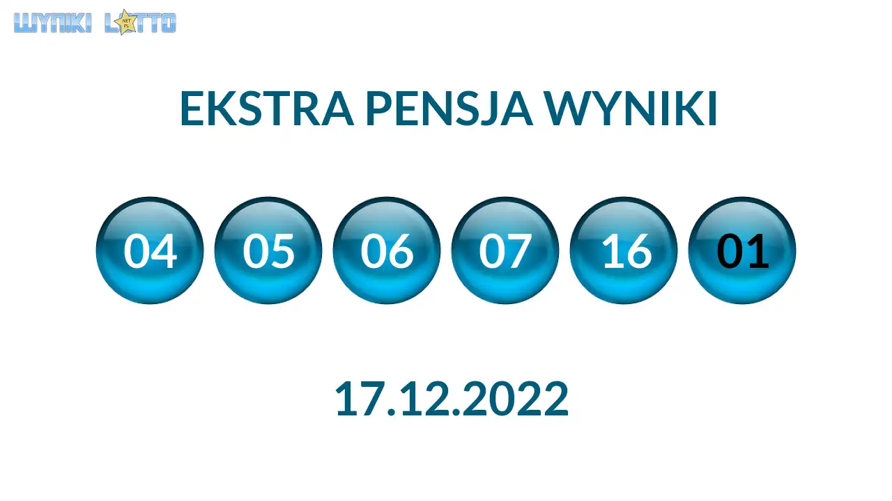 Kulki Ekstra Pensji z wylosowanymi liczbami dnia 17.12.2022
