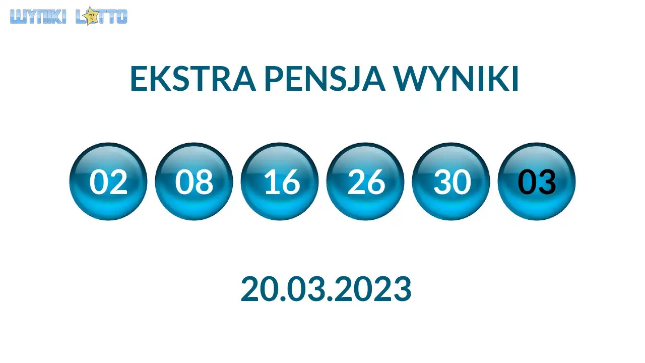 Kulki Ekstra Pensji z wylosowanymi liczbami dnia 20.03.2023