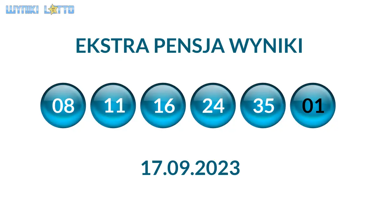 Kulki Ekstra Pensji z wylosowanymi liczbami dnia 17.09.2023