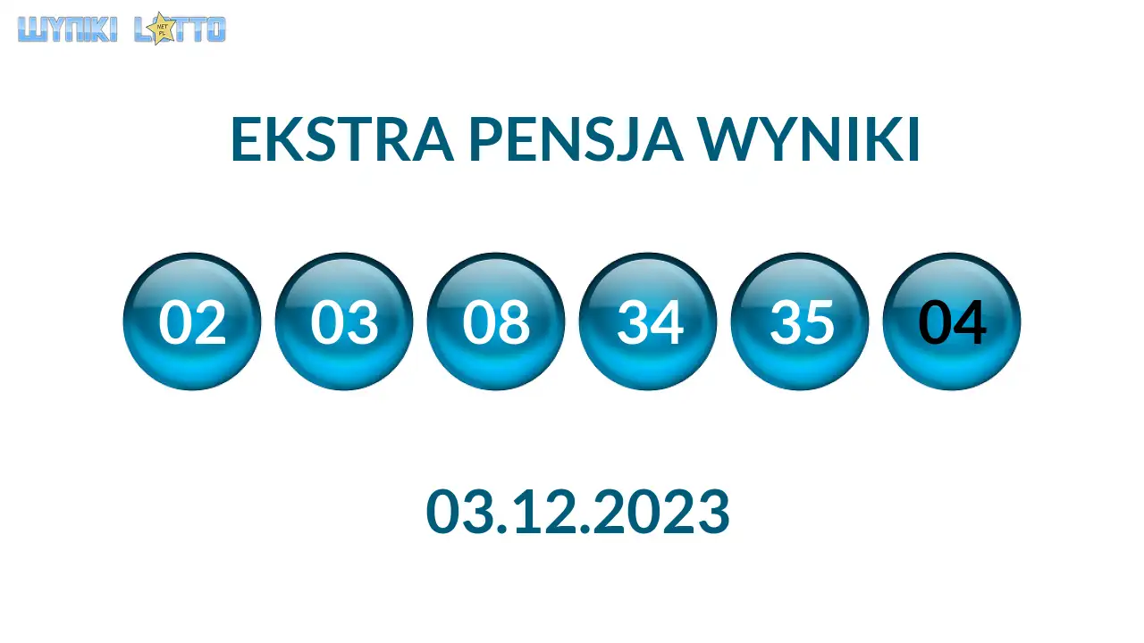 Kulki Ekstra Pensji z wylosowanymi liczbami dnia 03.12.2023
