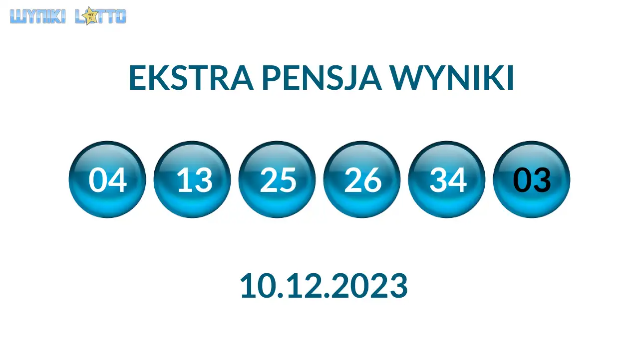 Kulki Ekstra Pensji z wylosowanymi liczbami dnia 10.12.2023