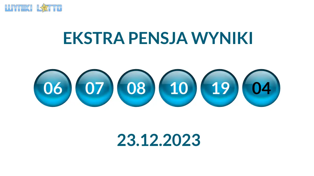 Kulki Ekstra Pensji z wylosowanymi liczbami dnia 23.12.2023