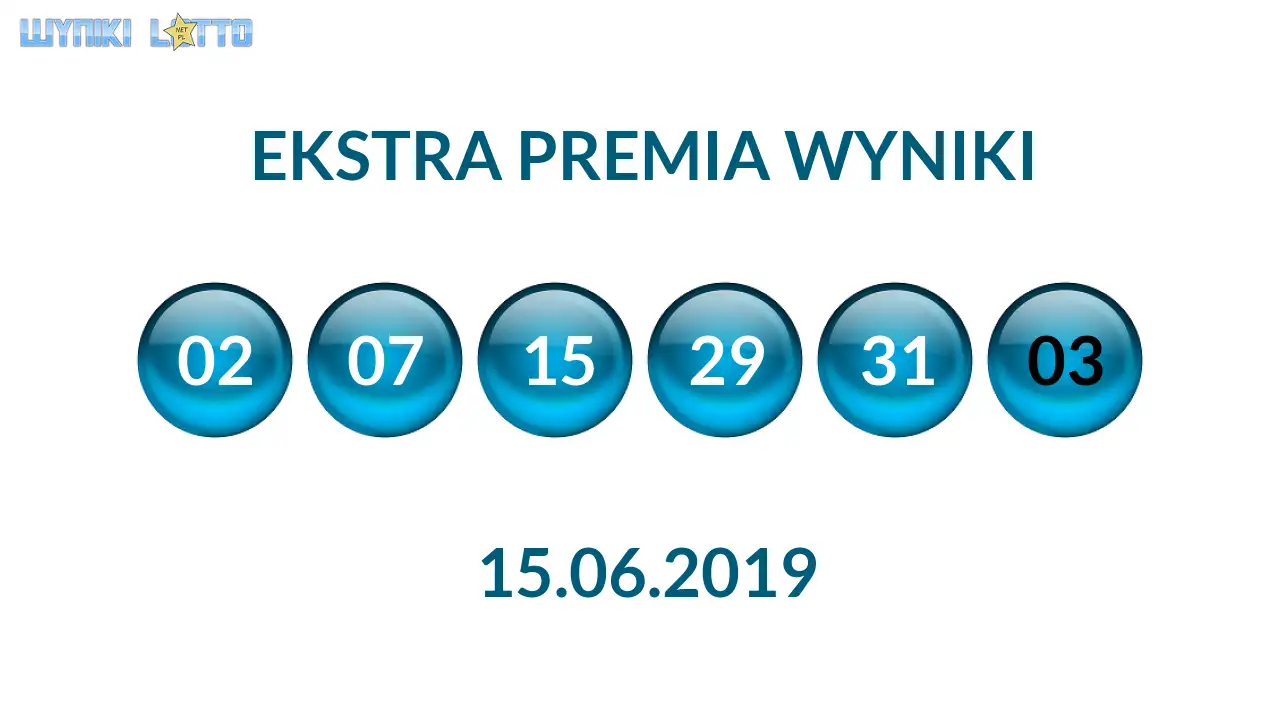 Kulki Ekstra Premii z wylosowanymi liczbami dnia 15.06.2019