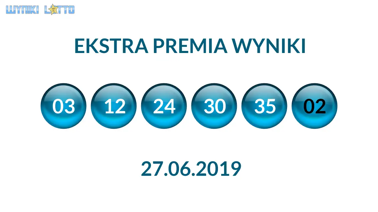 Kulki Ekstra Premii z wylosowanymi liczbami dnia 27.06.2019