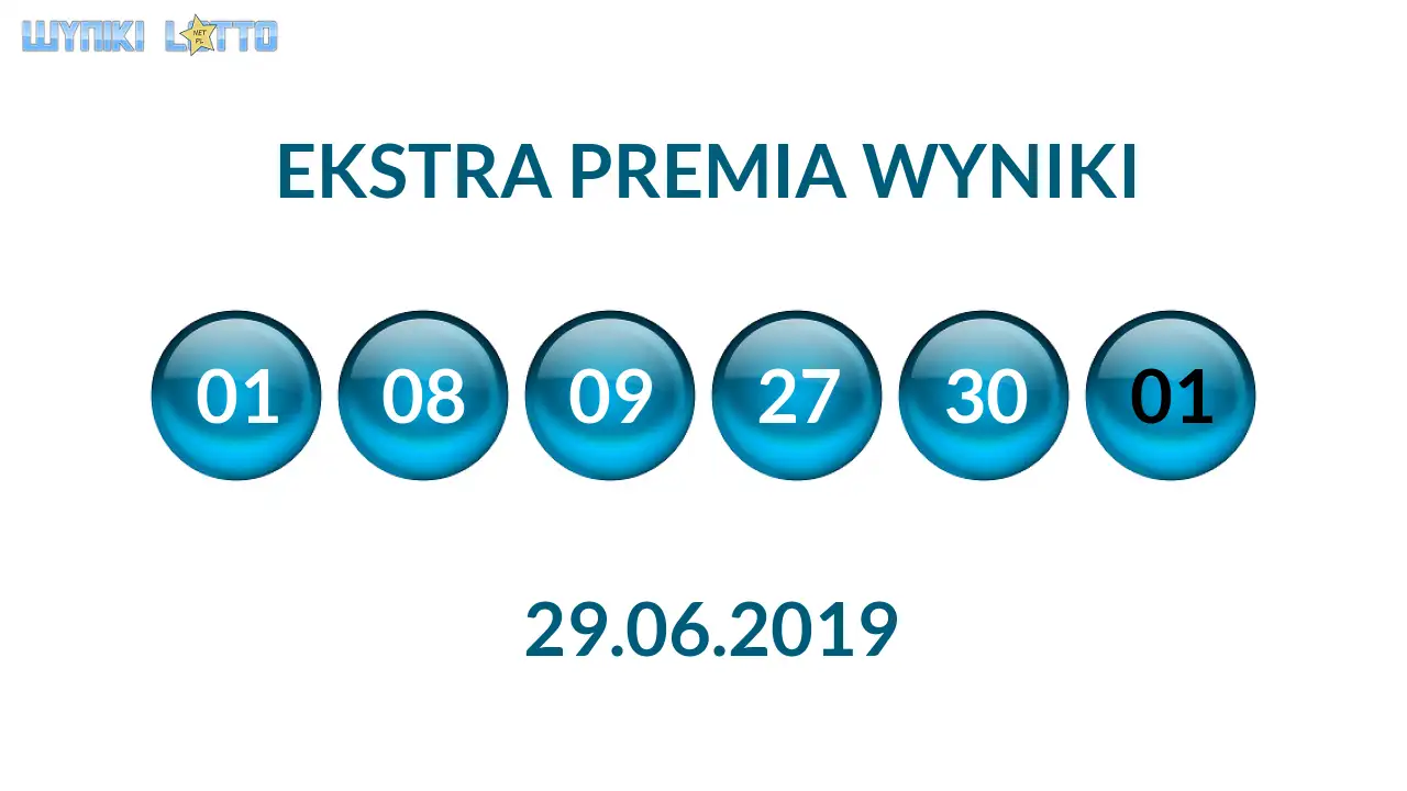 Kulki Ekstra Premii z wylosowanymi liczbami dnia 29.06.2019