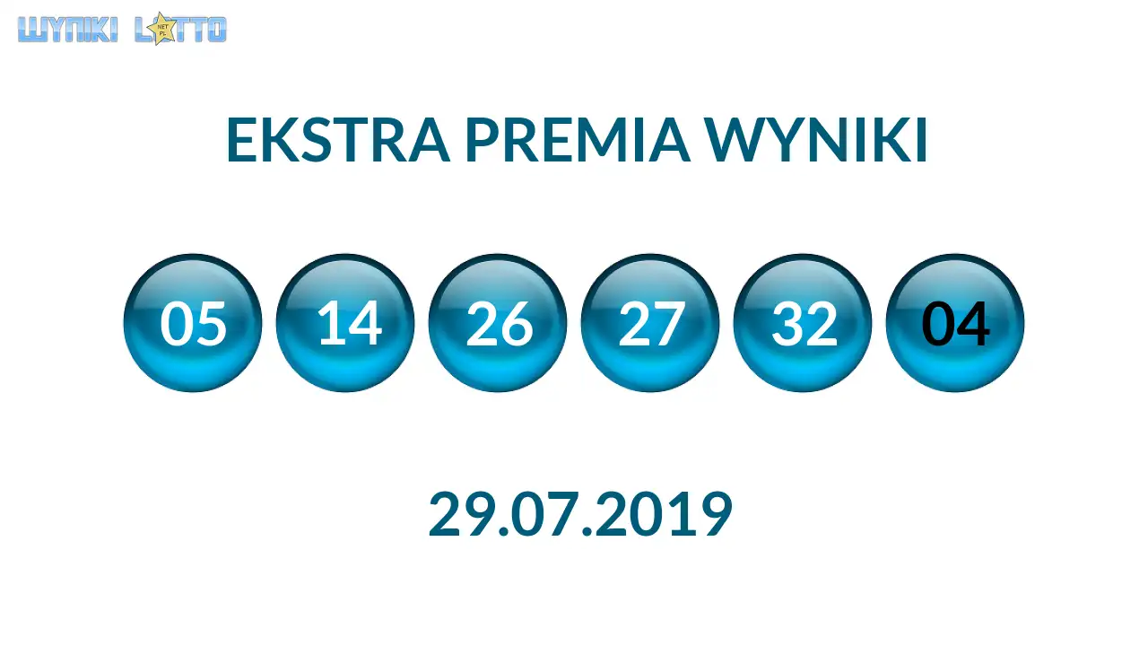 Kulki Ekstra Premii z wylosowanymi liczbami dnia 29.07.2019