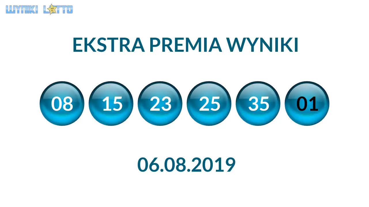 Kulki Ekstra Premii z wylosowanymi liczbami dnia 06.08.2019
