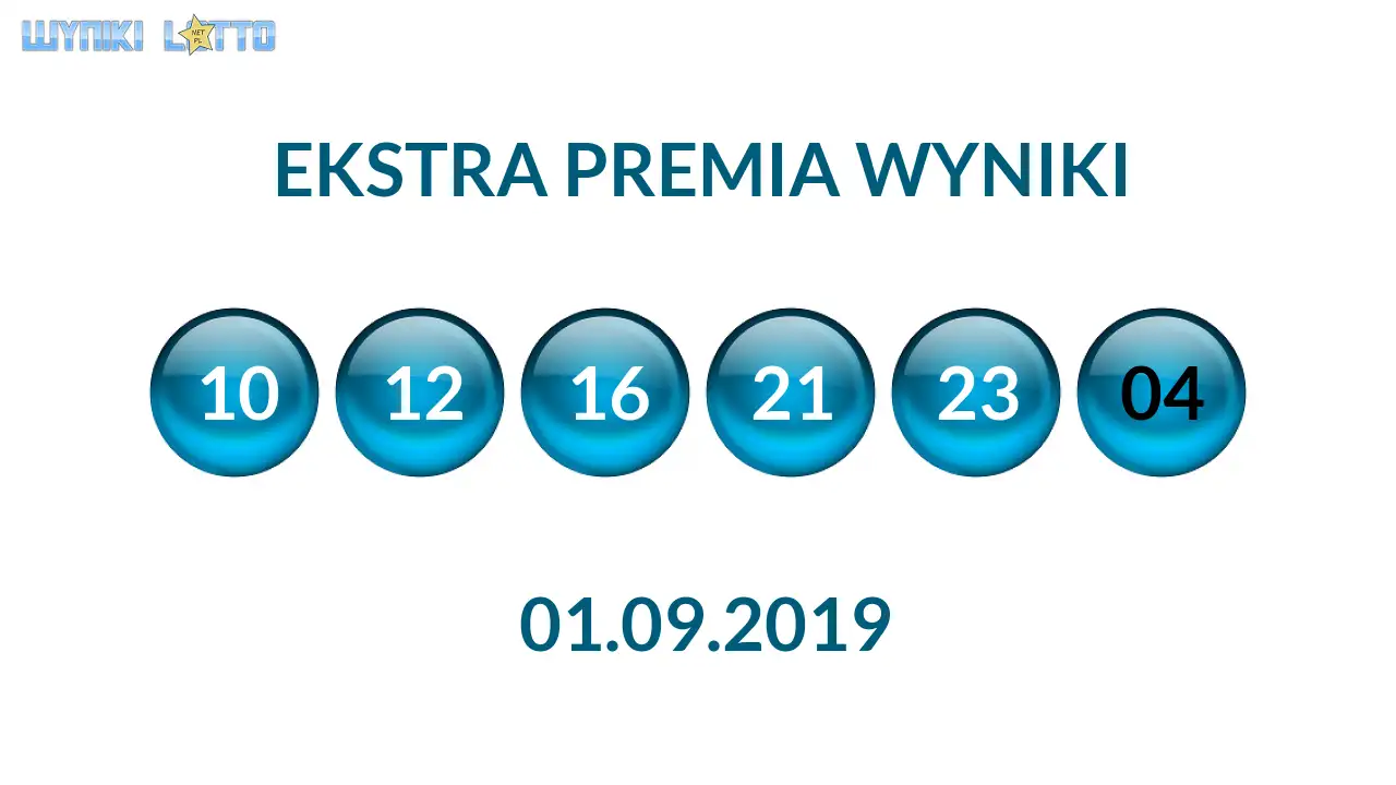 Kulki Ekstra Premii z wylosowanymi liczbami dnia 01.09.2019