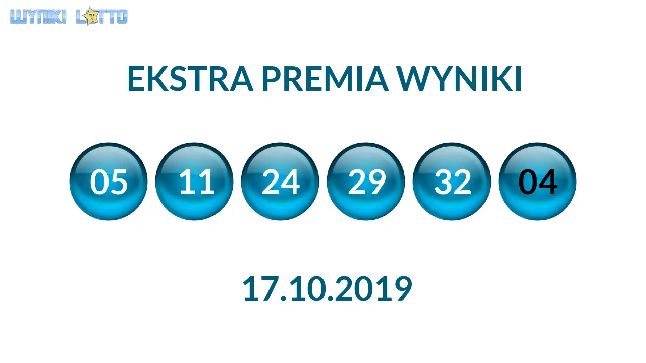 Kulki Ekstra Premii z wylosowanymi liczbami dnia 17.10.2019