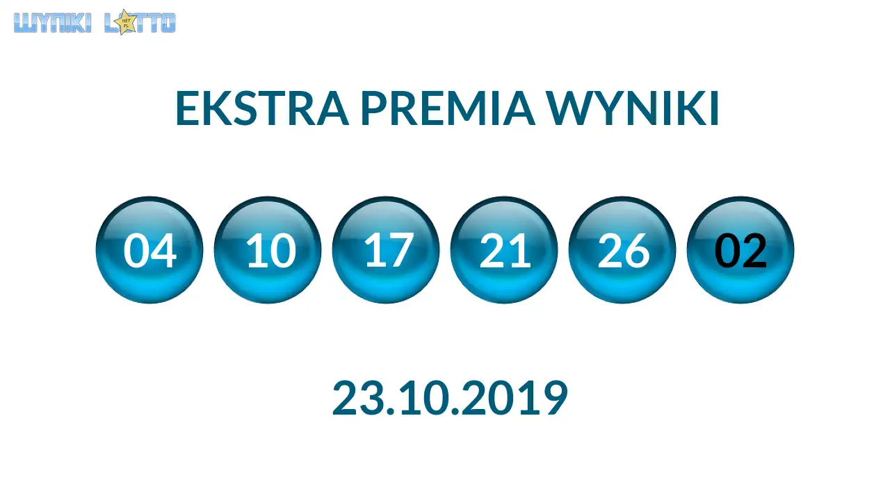 Kulki Ekstra Premii z wylosowanymi liczbami dnia 23.10.2019