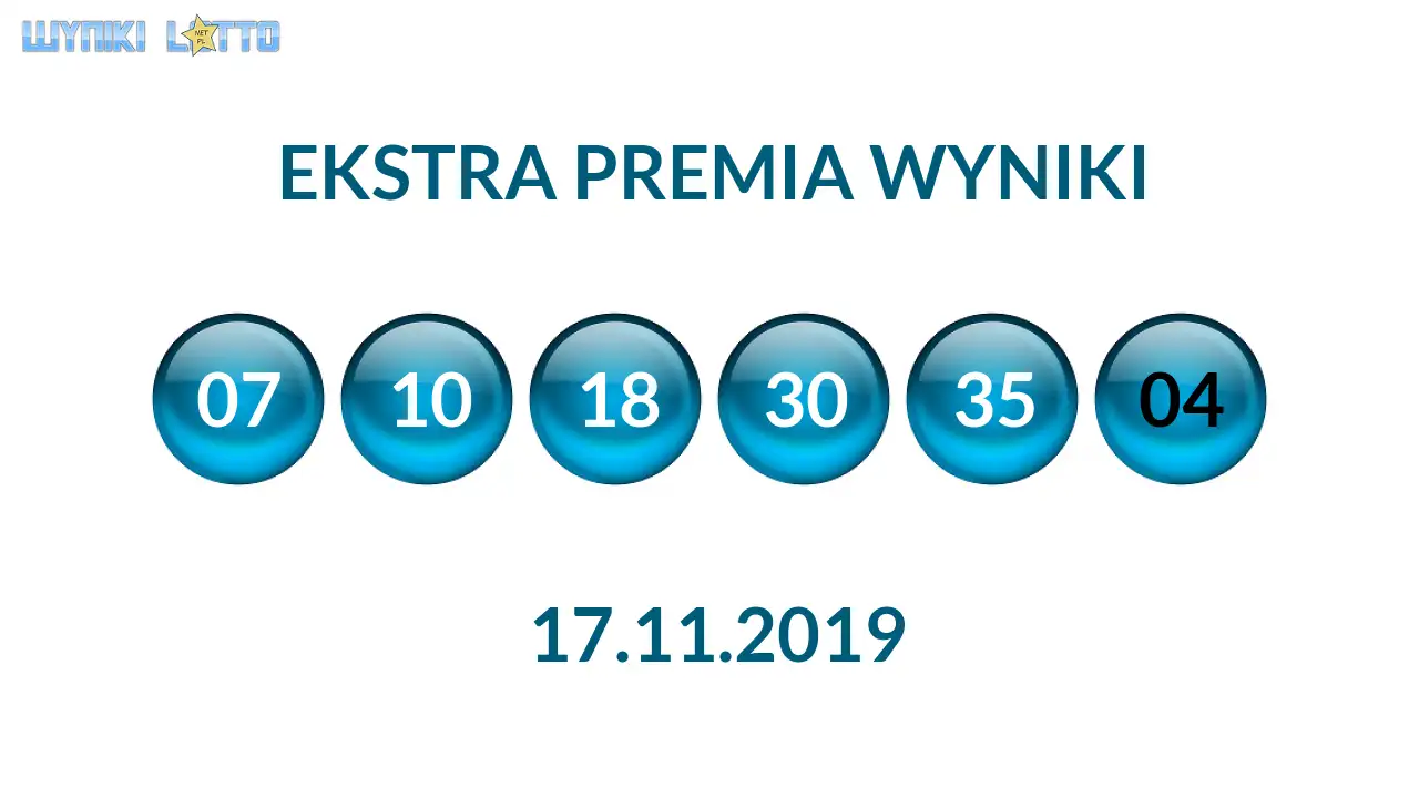 Kulki Ekstra Premii z wylosowanymi liczbami dnia 17.11.2019