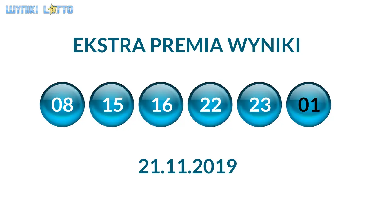 Kulki Ekstra Premii z wylosowanymi liczbami dnia 21.11.2019