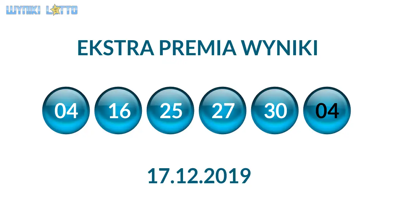 Kulki Ekstra Premii z wylosowanymi liczbami dnia 17.12.2019