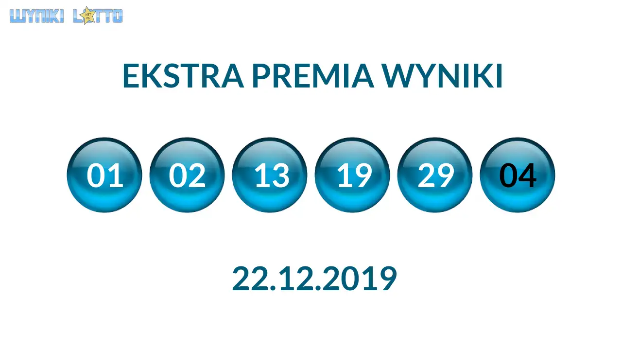 Kulki Ekstra Premii z wylosowanymi liczbami dnia 22.12.2019