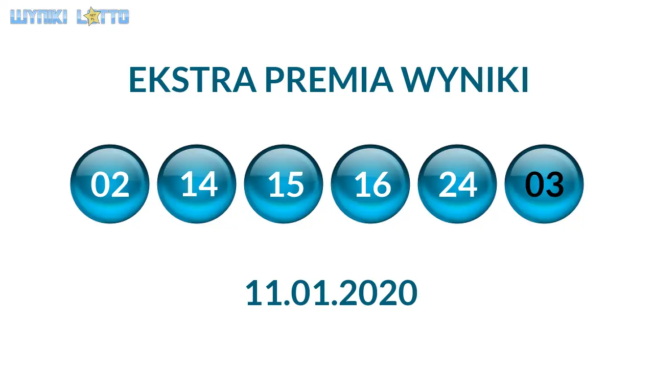 Kulki Ekstra Premii z wylosowanymi liczbami dnia 11.01.2020