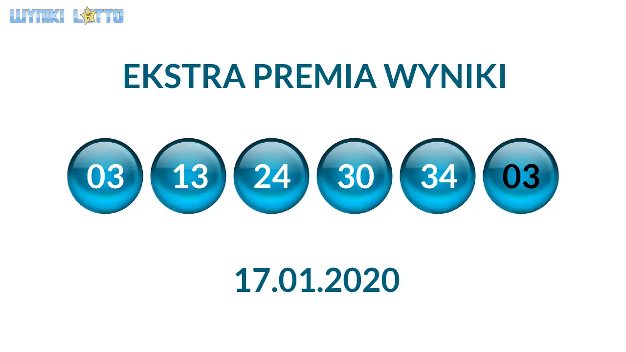 Kulki Ekstra Premii z wylosowanymi liczbami dnia 17.01.2020