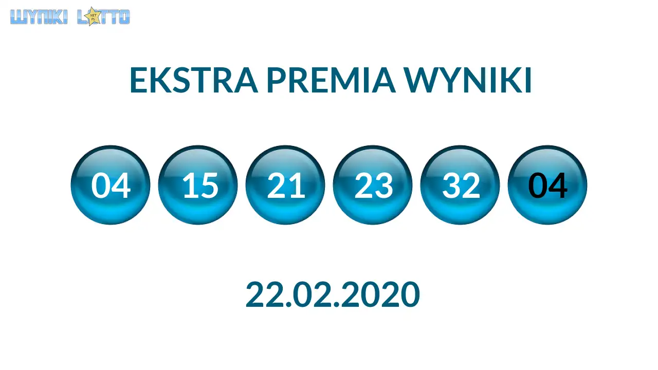 Kulki Ekstra Premii z wylosowanymi liczbami dnia 22.02.2020