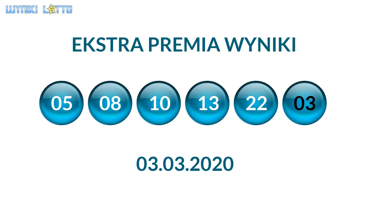 Kulki Ekstra Premii z wylosowanymi liczbami dnia 03.03.2020