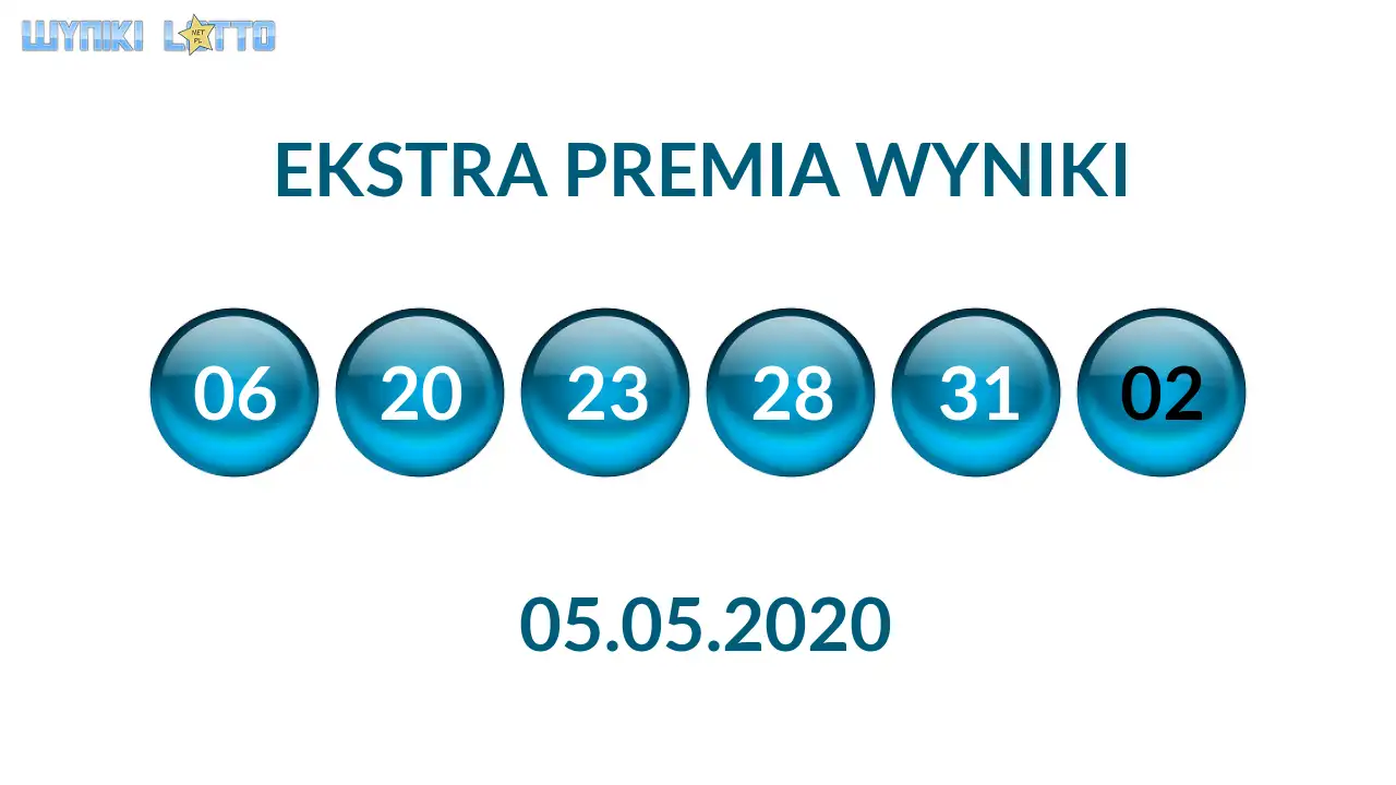 Kulki Ekstra Premii z wylosowanymi liczbami dnia 05.05.2020