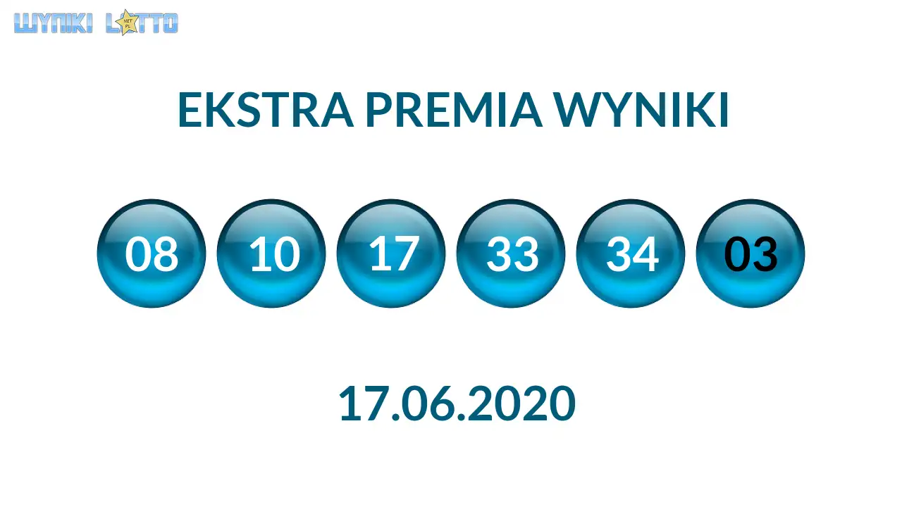 Kulki Ekstra Premii z wylosowanymi liczbami dnia 17.06.2020